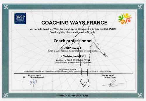 Christophe MENU coach certifié RNCP